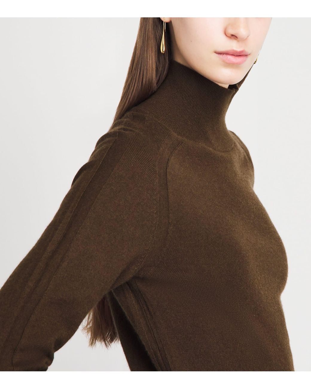 JOSEPH Cashmere Oxna Funnel-Neck Sweater in Brown | Lyst