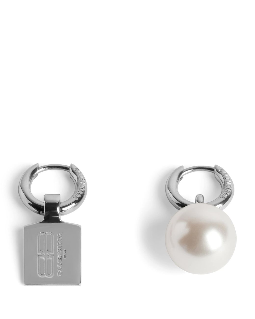 Balenciaga White Malibu Pearl Earrings for men