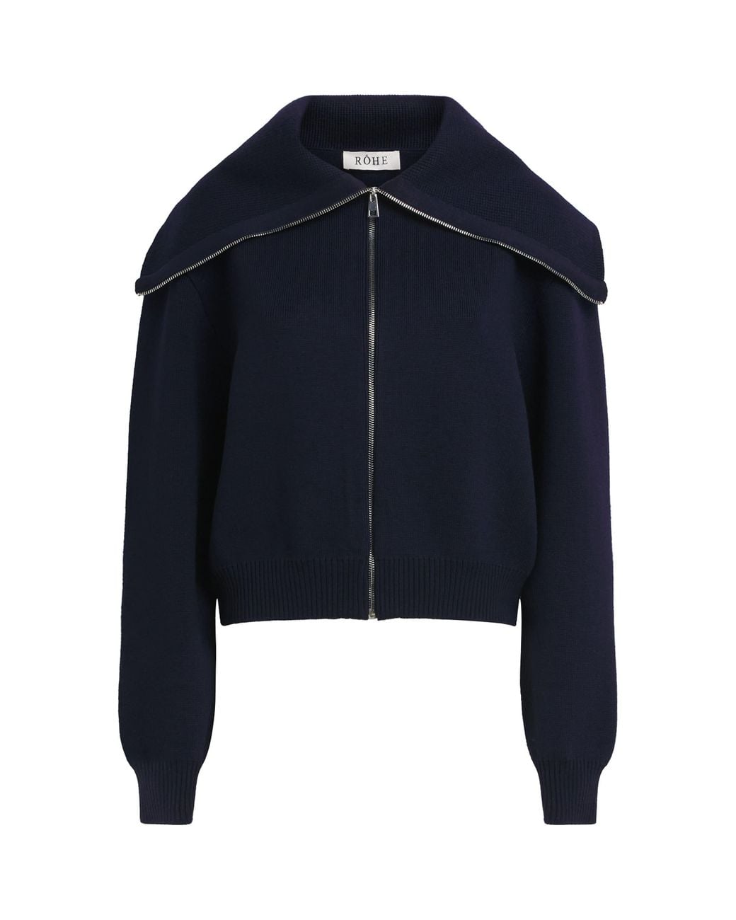 Rohe Blue Merino Wool Sailor Zip Cardigan