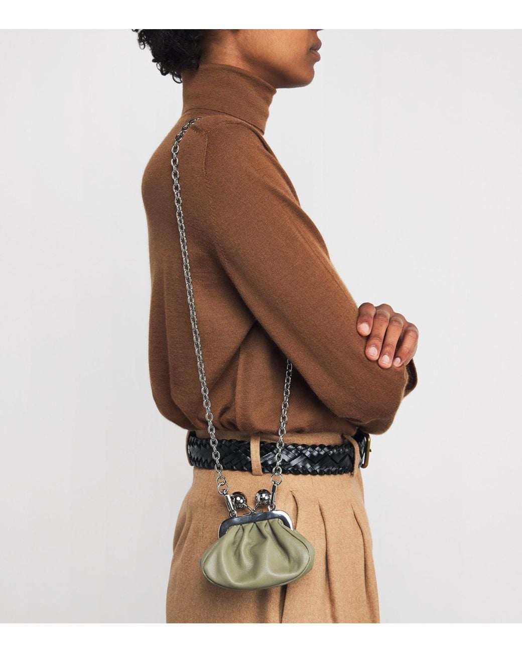 Weekend by Maxmara Nappa Leather Nano Pasticcino Bag in Green