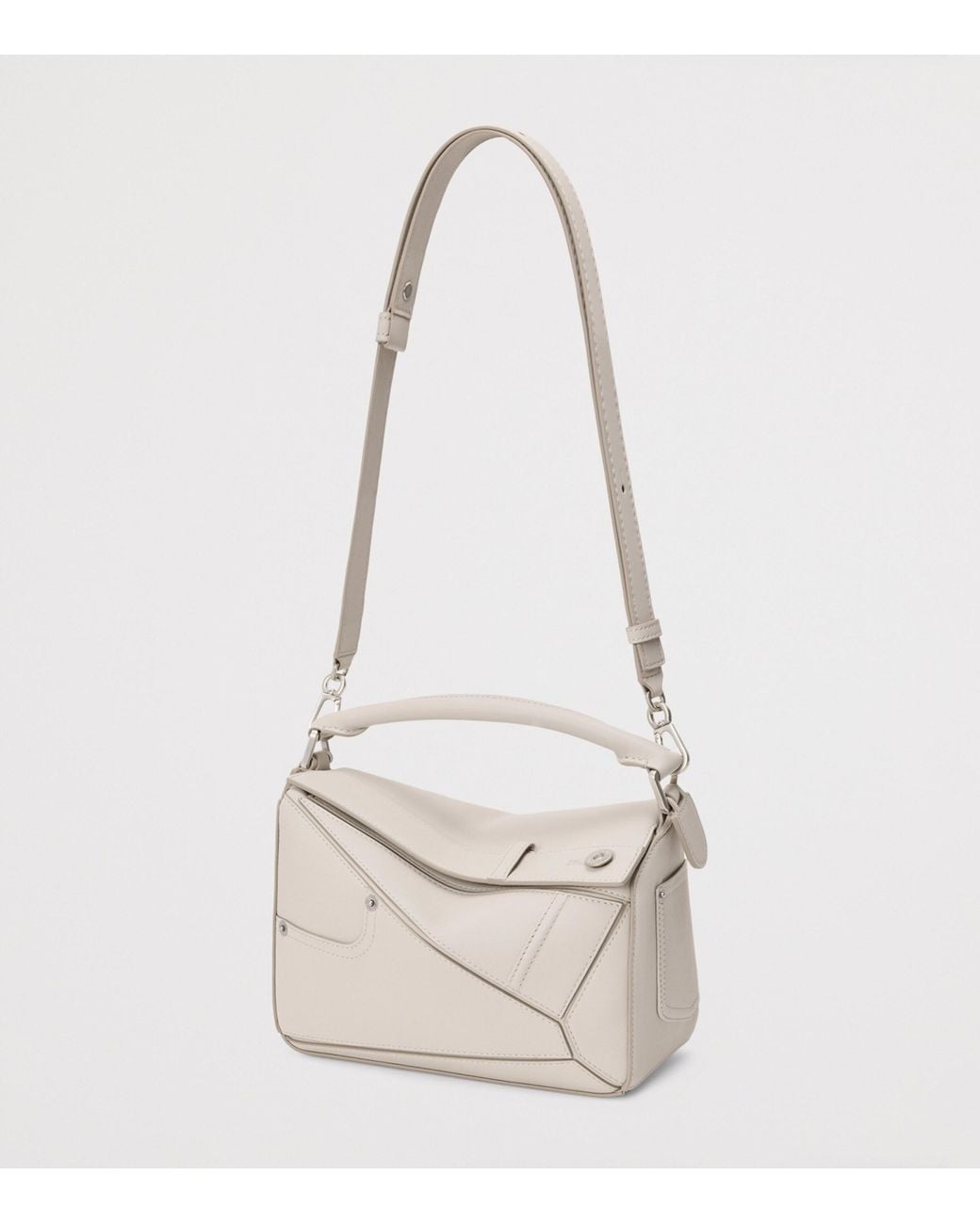 Loewe White Small Leather Puzzle Panta Top-Handle Bag