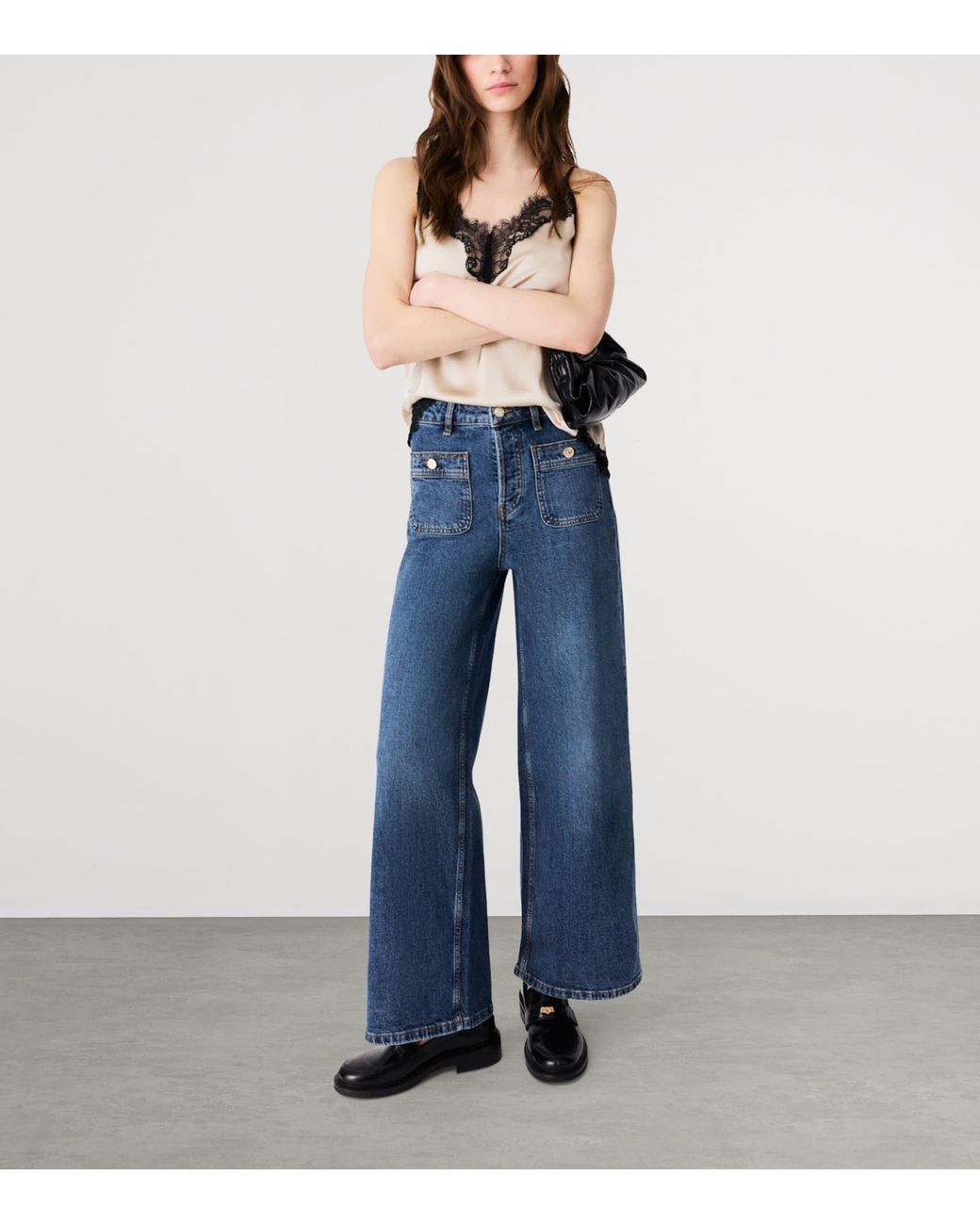 Maje Blue Stretch Wide-Leg Jeans