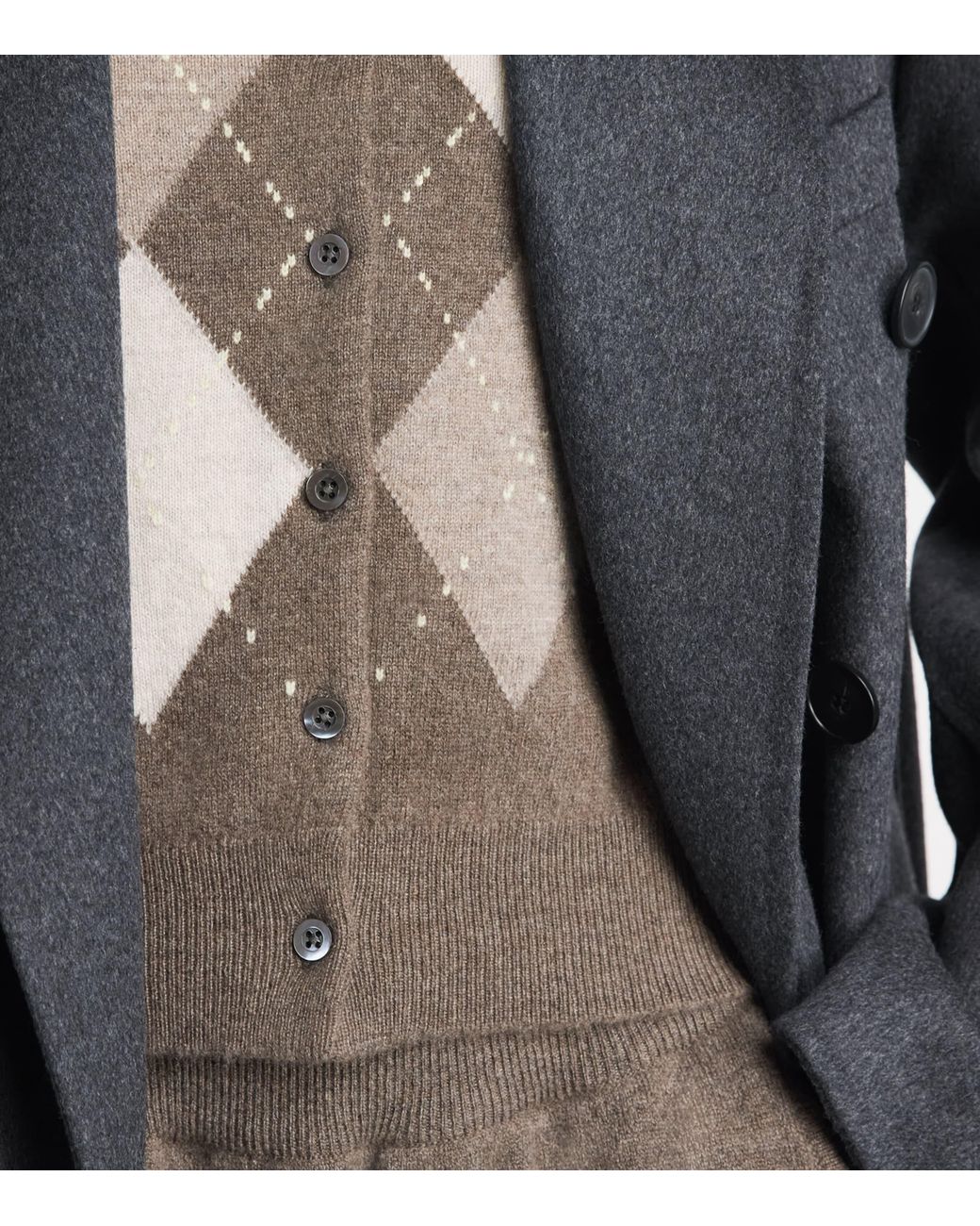 Johnstons Brown Cashmere Argyle Cardigan