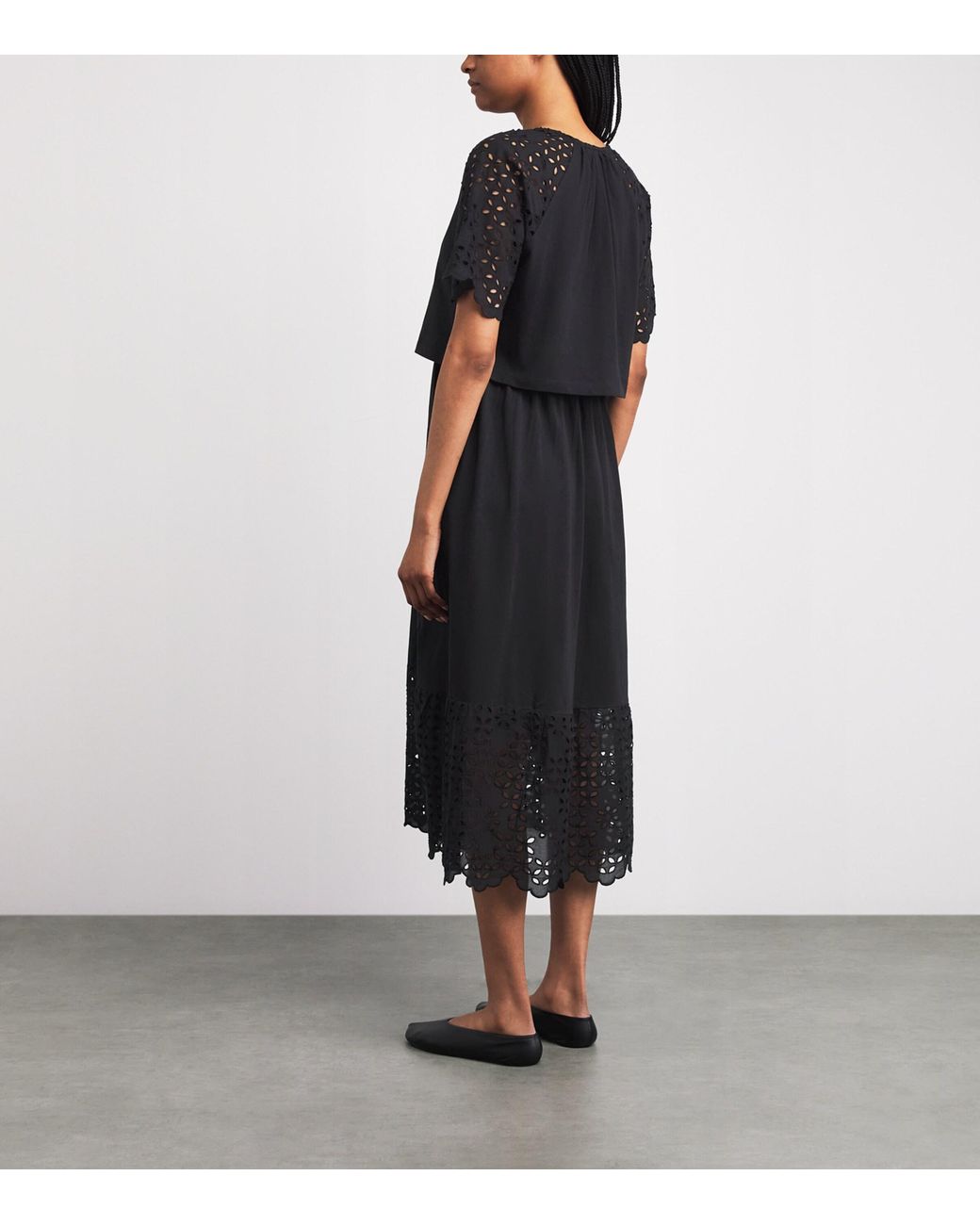 ME+EM Black Broderie Anglaise 2-In-1 Maxi Dress