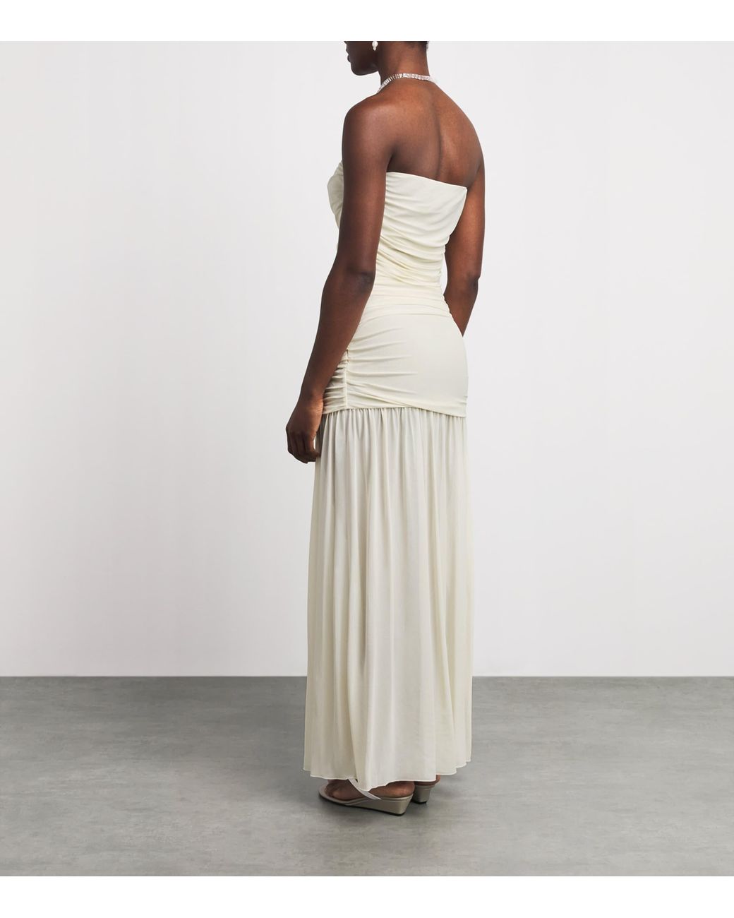 Moré Noir White Crepe Astra Maxi Dress