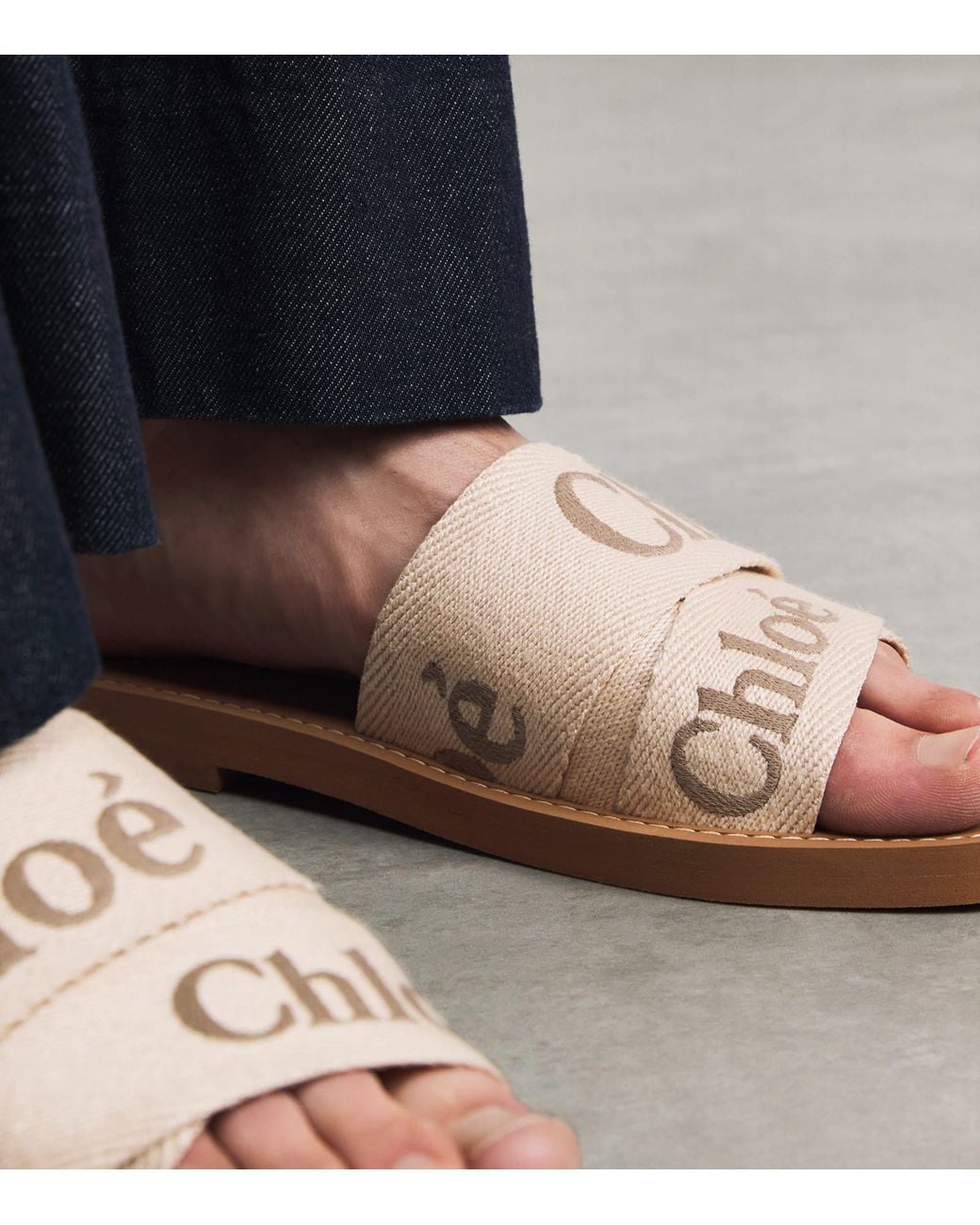Chloé Natural Canvas Jacquard Woody Sandals