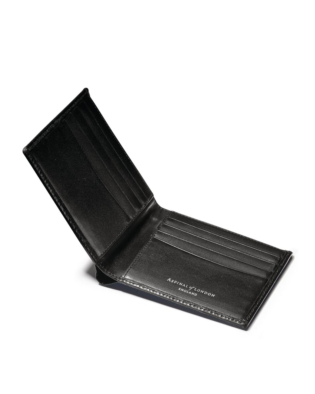 Aspinal Black Leather Bifold Wallet for men