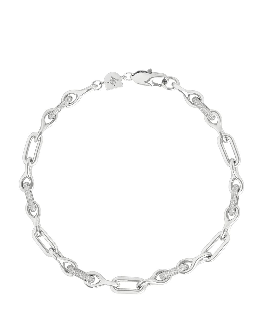 Astrid & Miyu Metallic Rhodium-Plated Pavé Chain Link Bracelet