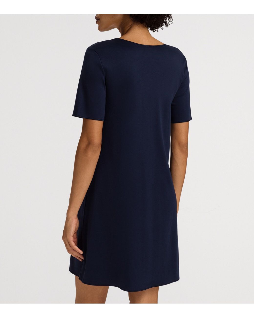 Hanro Blue Cotton Short-Sleeve Nightdress