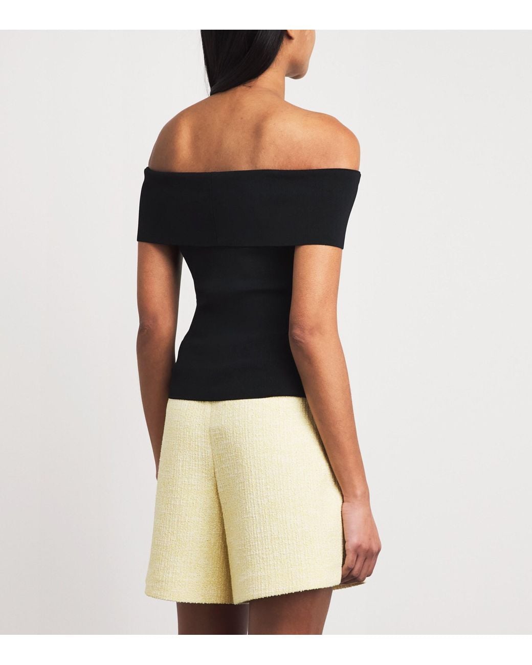 Maje Black Rib-Knit Off-The-Shoulder Top