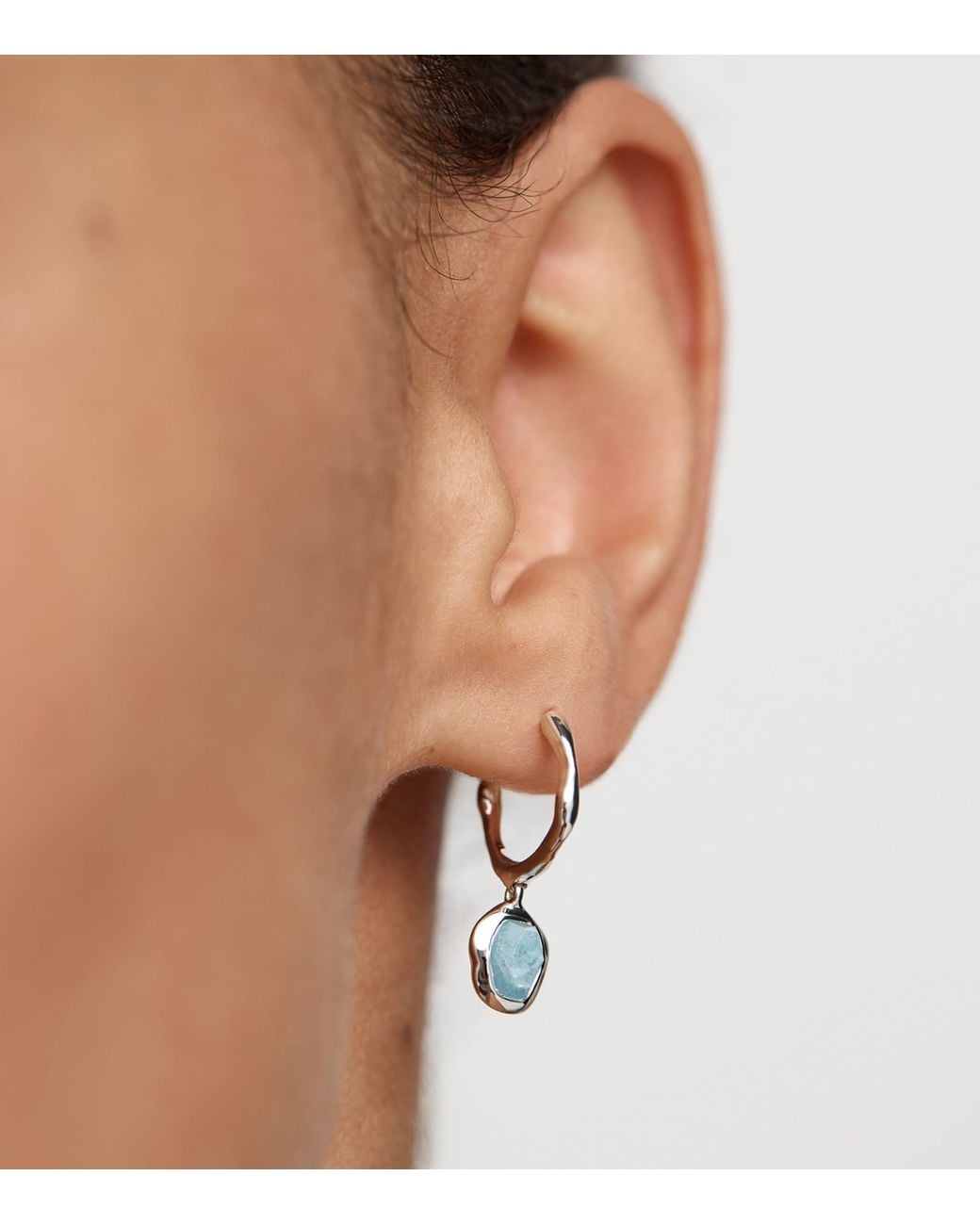Monica Vinader Blue Sterling And Aquamarine Odyssey Huggie Earrings