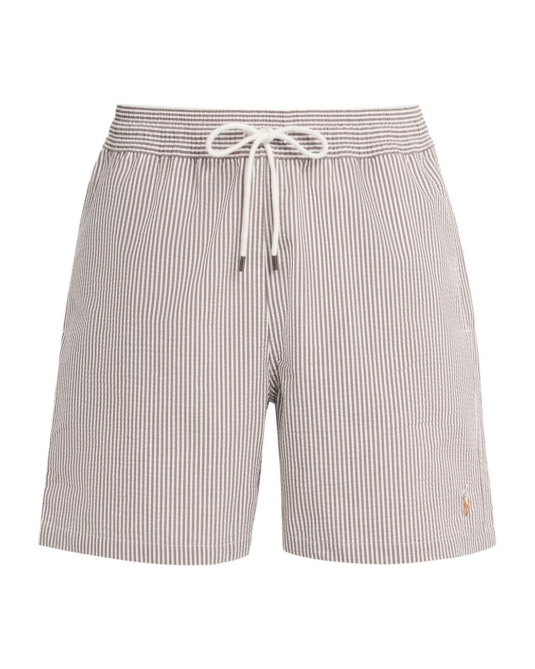 Polo Ralph Lauren Gray Seersucker Traveller Swim Shorts for men