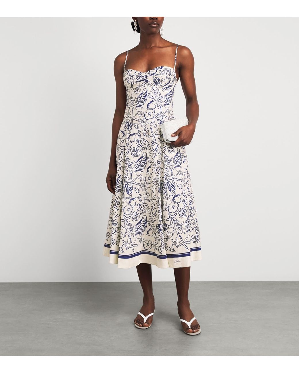 Jonathan Simkhai White Linen-Blend Analise Midi Dress