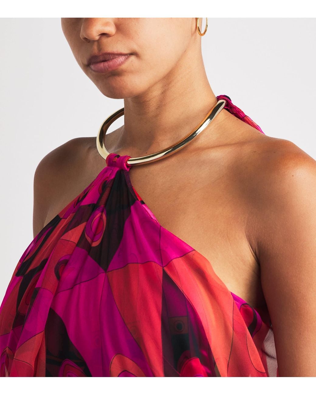Emilio Pucci Pink Silk Occhi Print Maxi Dress