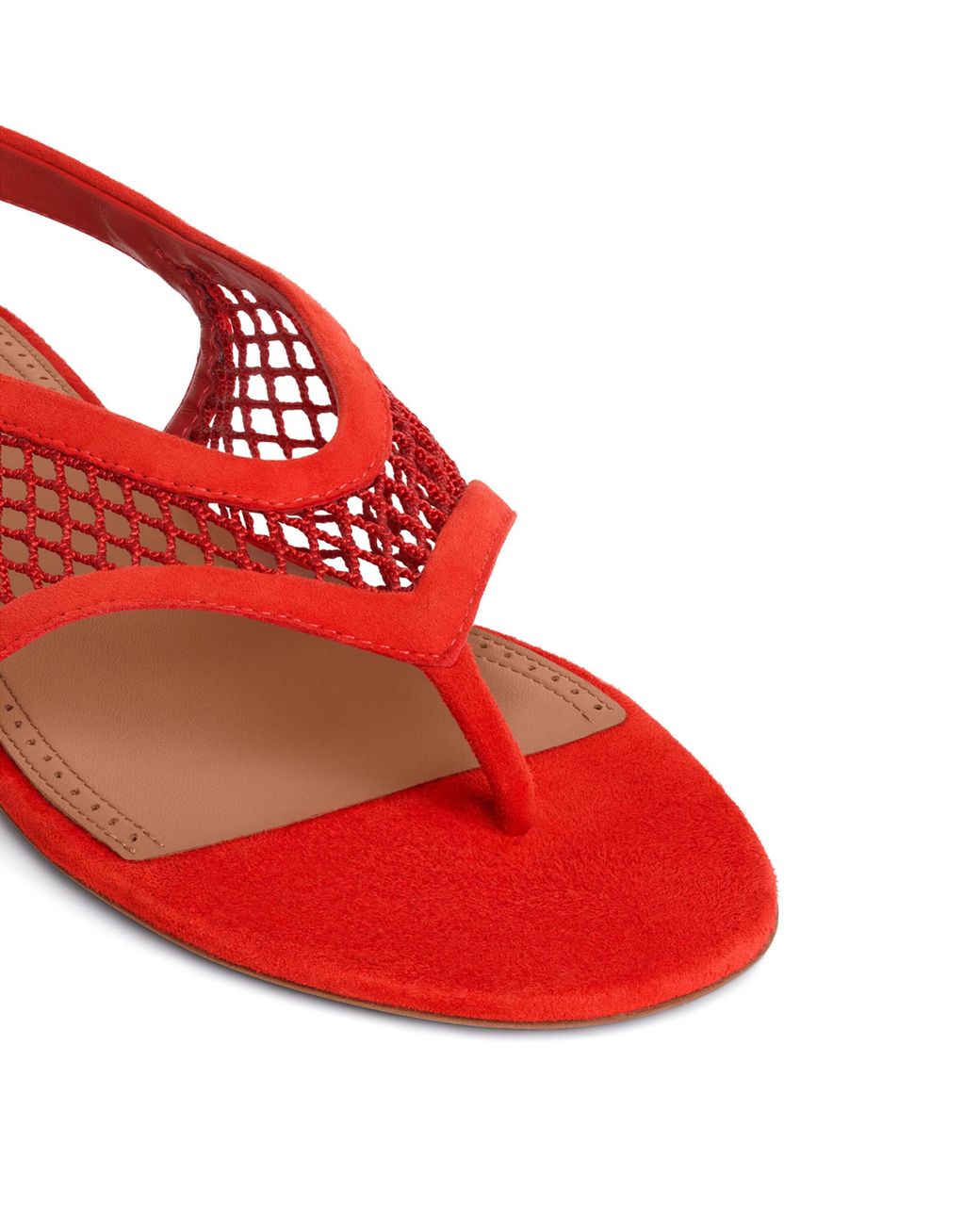 Alaïa Red Suede Fishnet Sandals