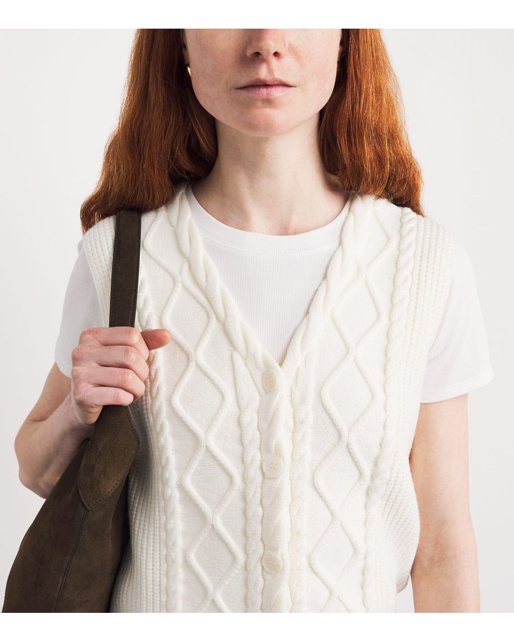 Varley White Cable-Knit Tatyana Vest