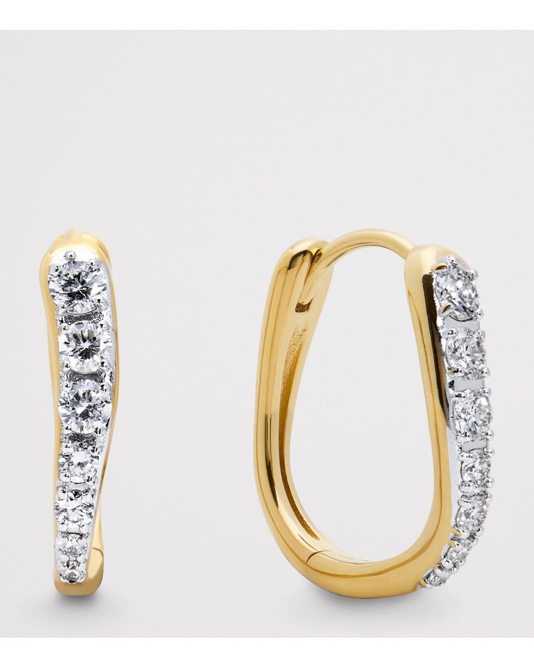 Monica Vinader Metallic Small Vermeil And Diamond Riva Hoop Earrings