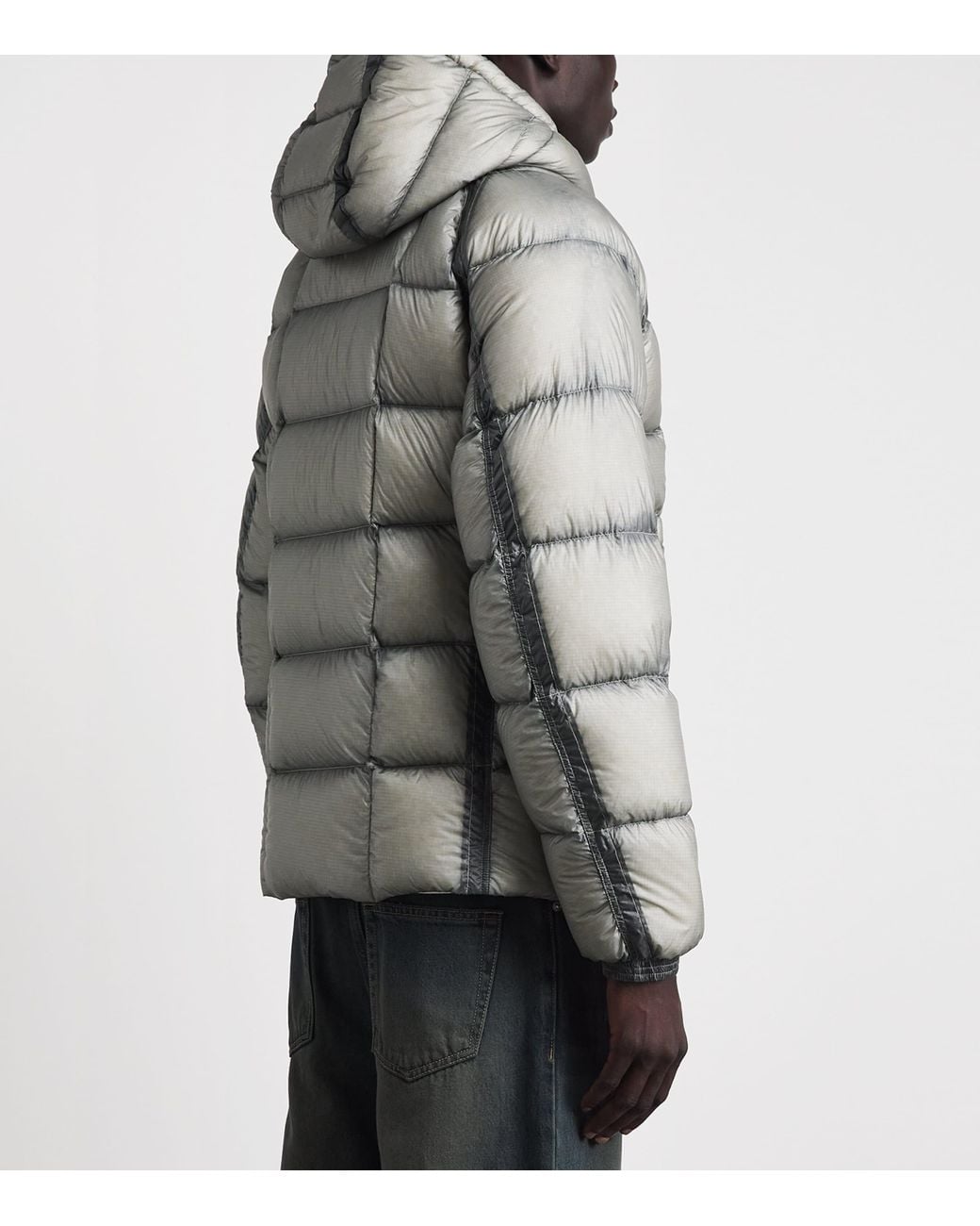 C P Company Gray D.D. Shell Hooded Down Puffer Jacket