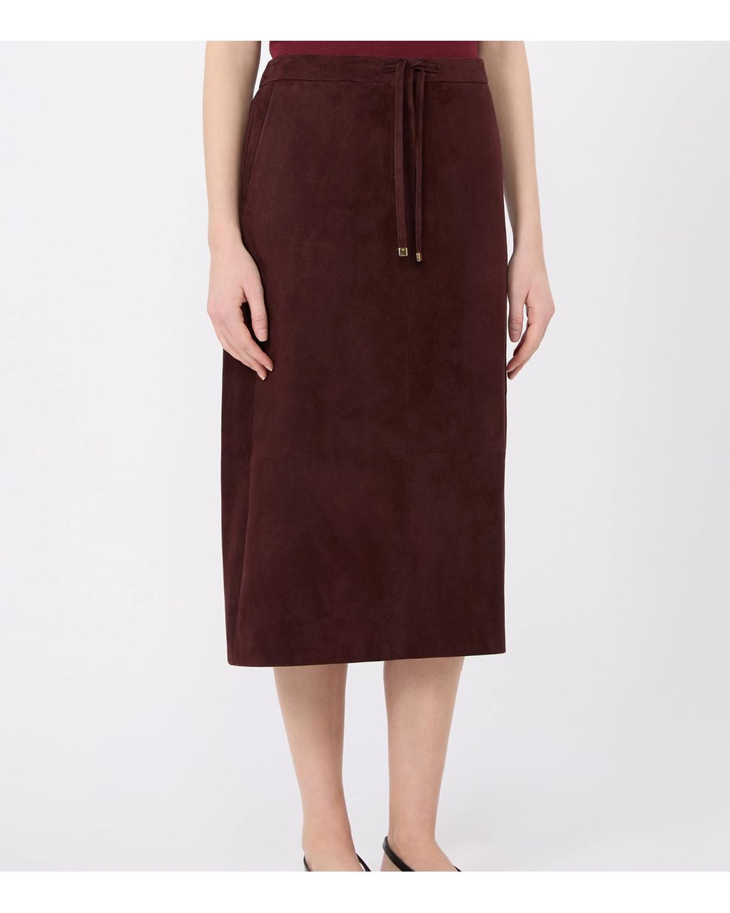 Max Mara Brown Suede Midi Skirt