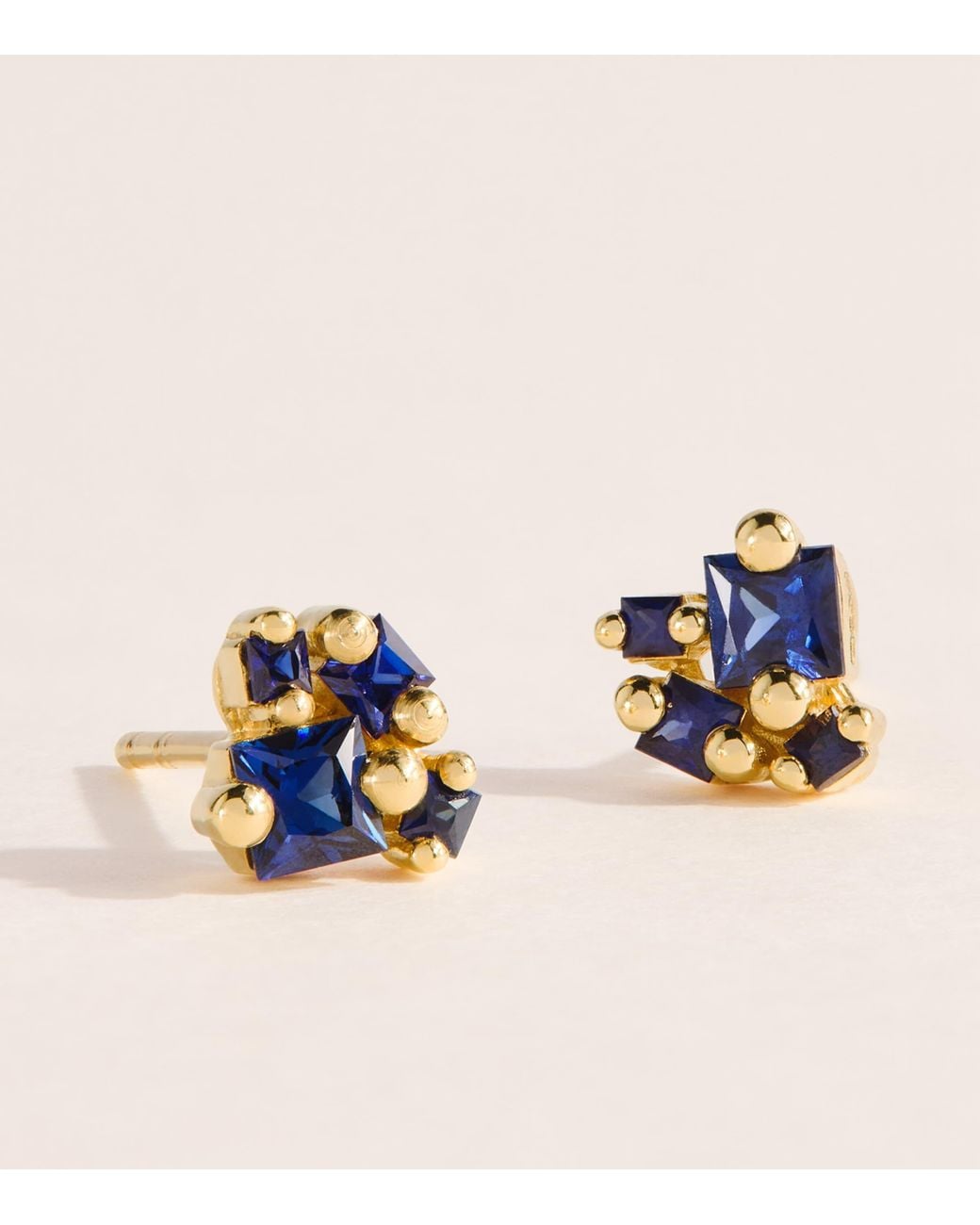 Suzanne Kalan Blue And Sapphire Princess Double Cluster Stud Earrings