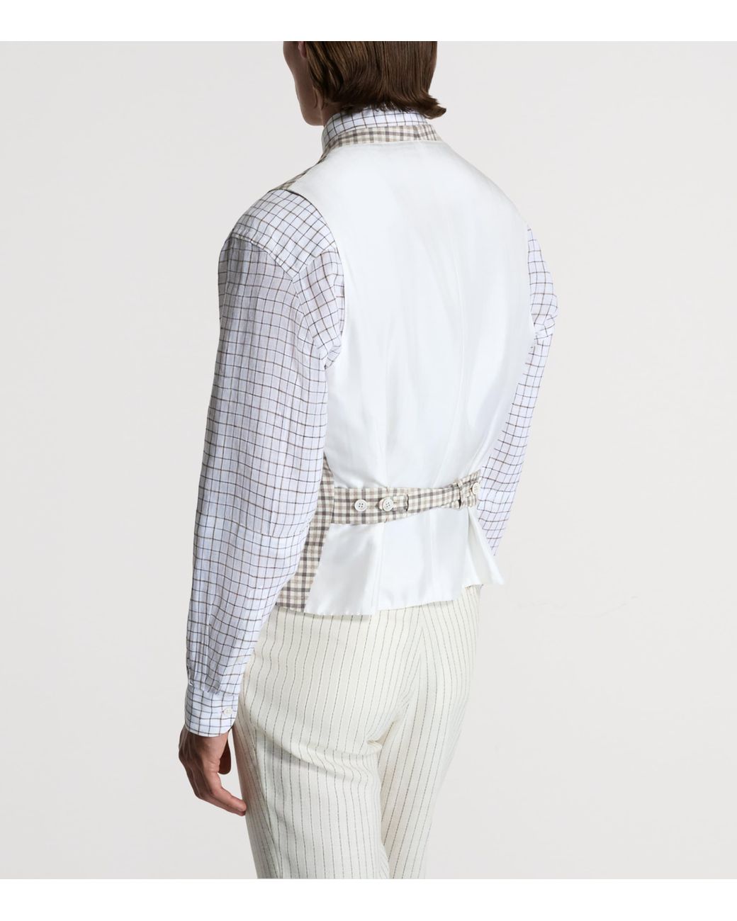 Dunhill White Check Single-Breasted Waistcoat for men