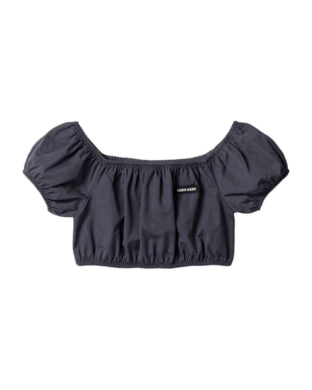Miu Miu Blue Cotton Poplin Crop Top