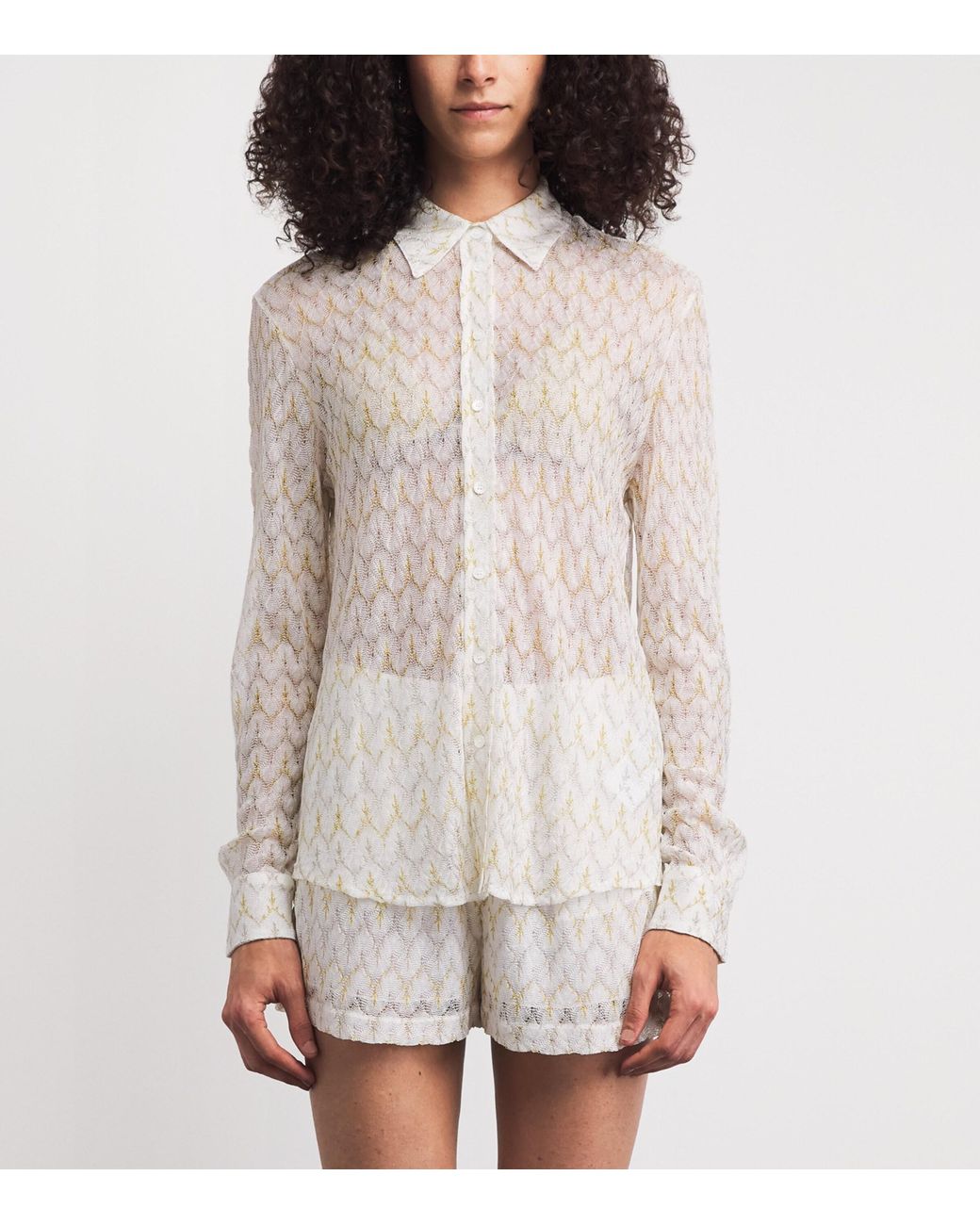 Missoni White Crochet Zigzag Shirt