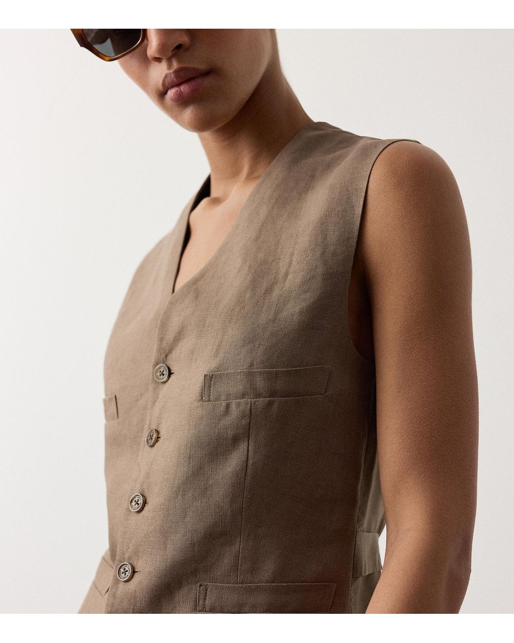 Ralph Lauren Brown Linen Jaiden Waistcoat