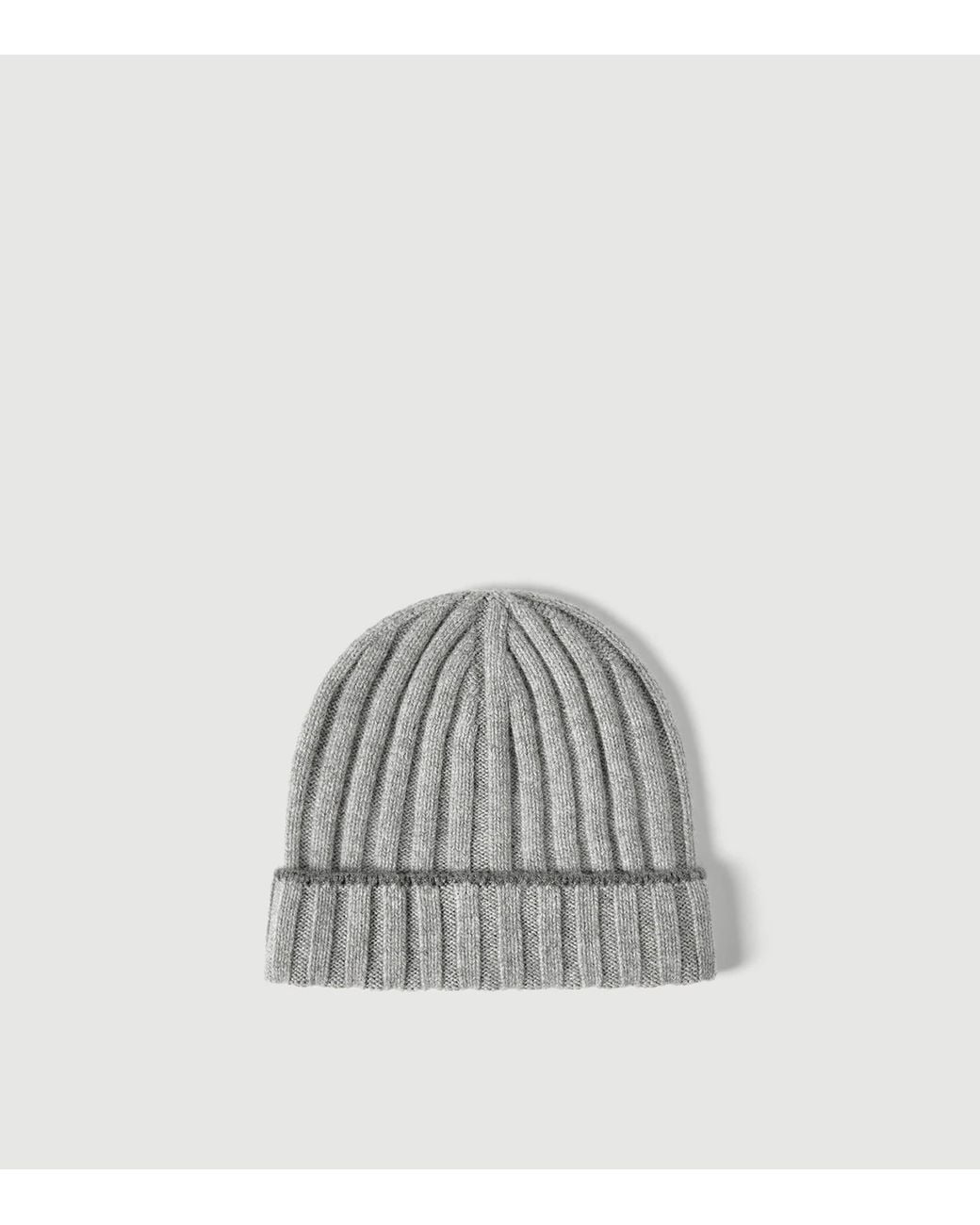 Brunello Cucinelli Gray Cashmere Ribbed Beanie for men