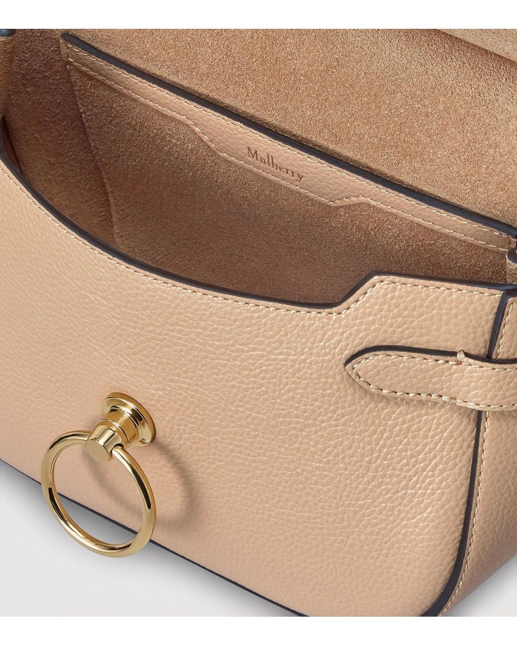 Mulberry Natural Small Leather Amberley Satchel Cross-Body Bag