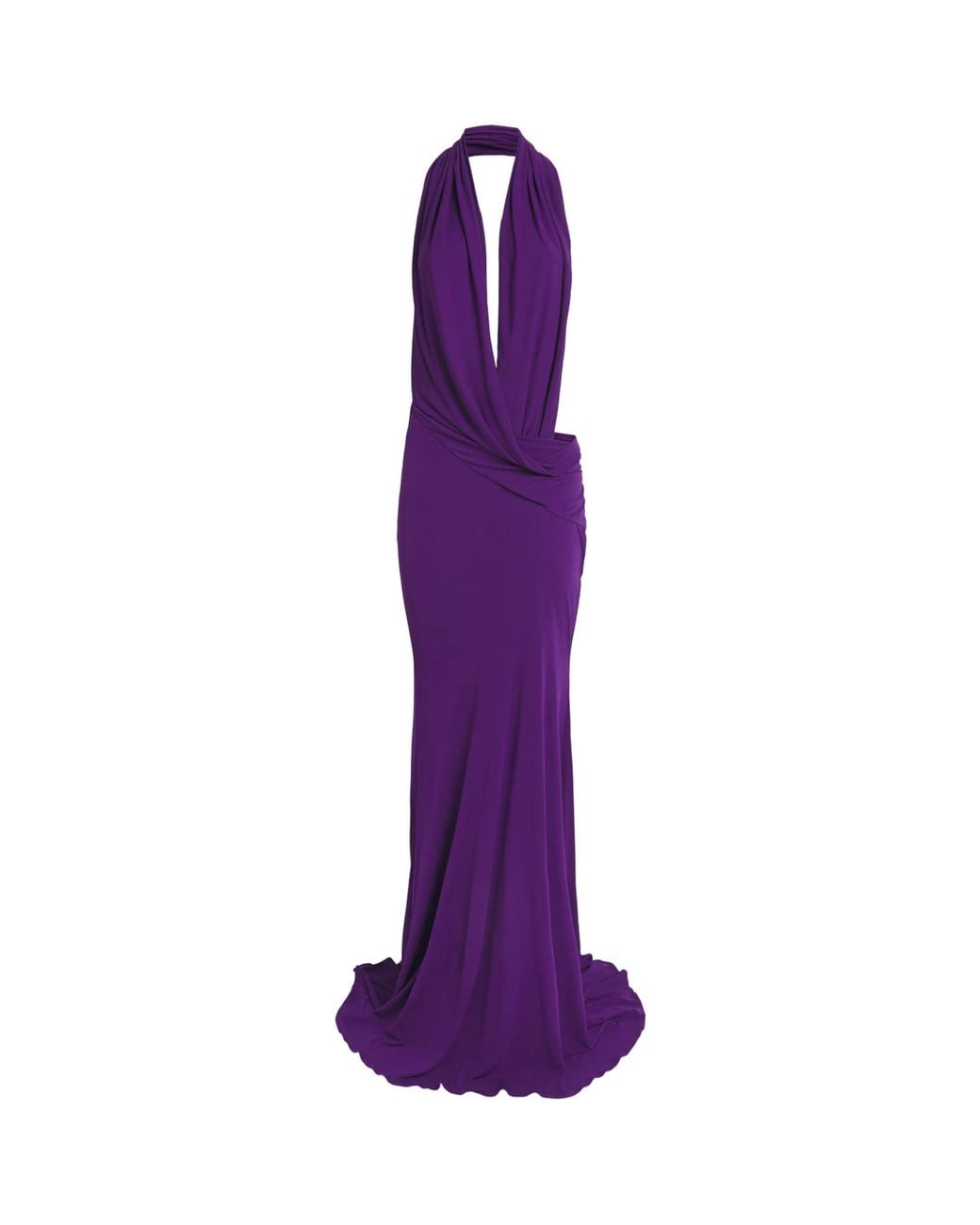 Alex Perry Purple Halterneck Drape Gown