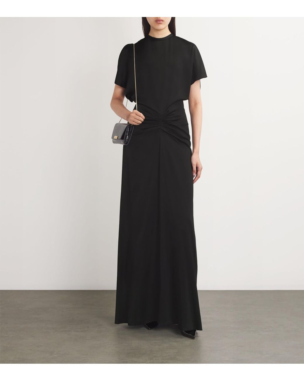 Victoria Beckham Black Gathered-Waist Maxi Dress
