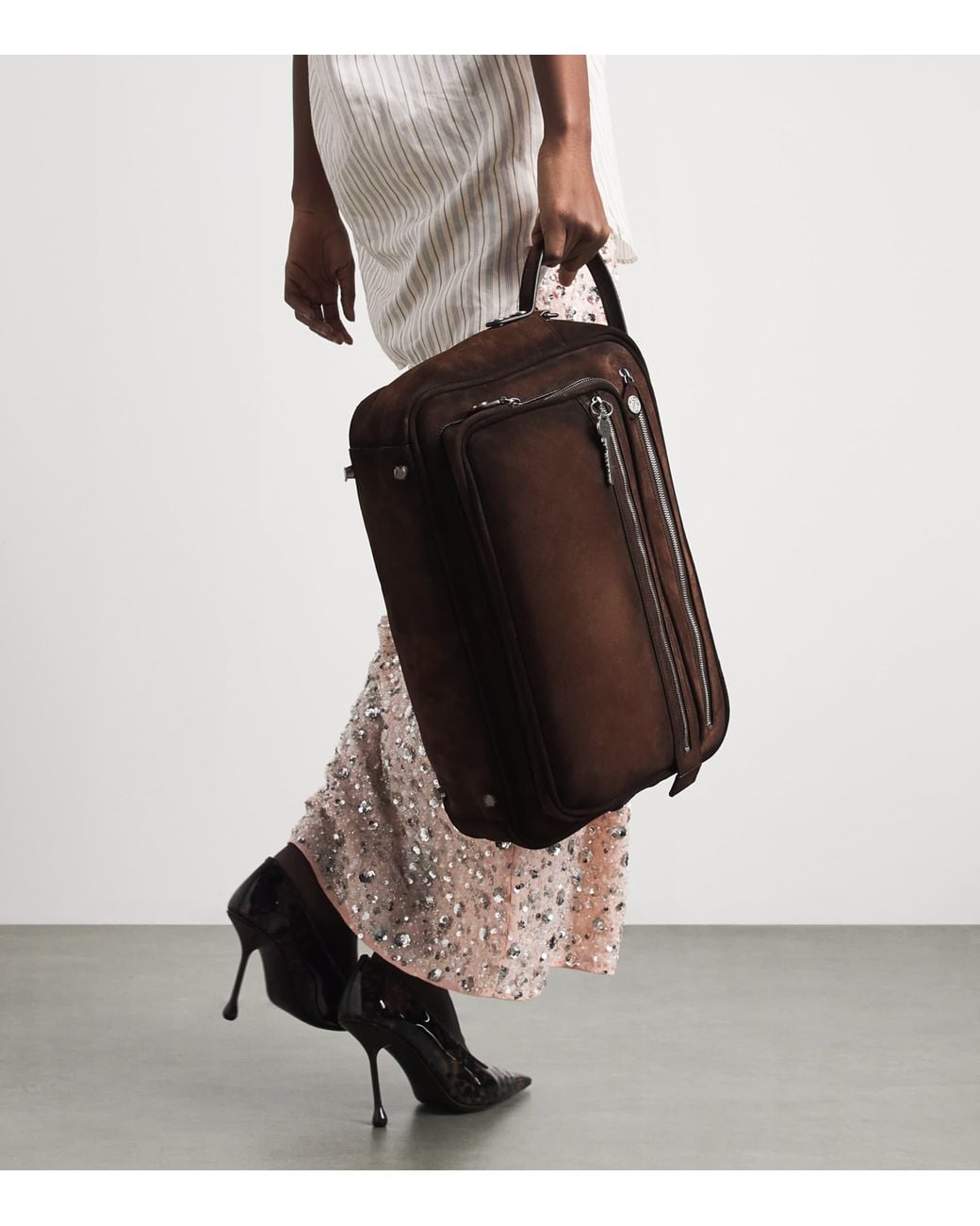 Acne Brown Waxed Leather Camero Party Shoulder Bag