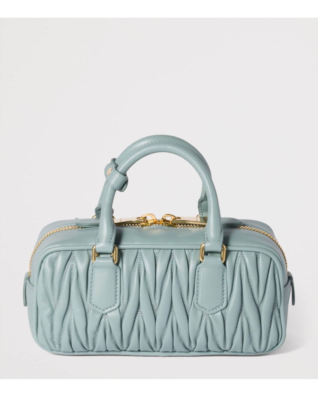 Miu Miu Blue Matelassé Leather Arcadie Top-Handle Bag