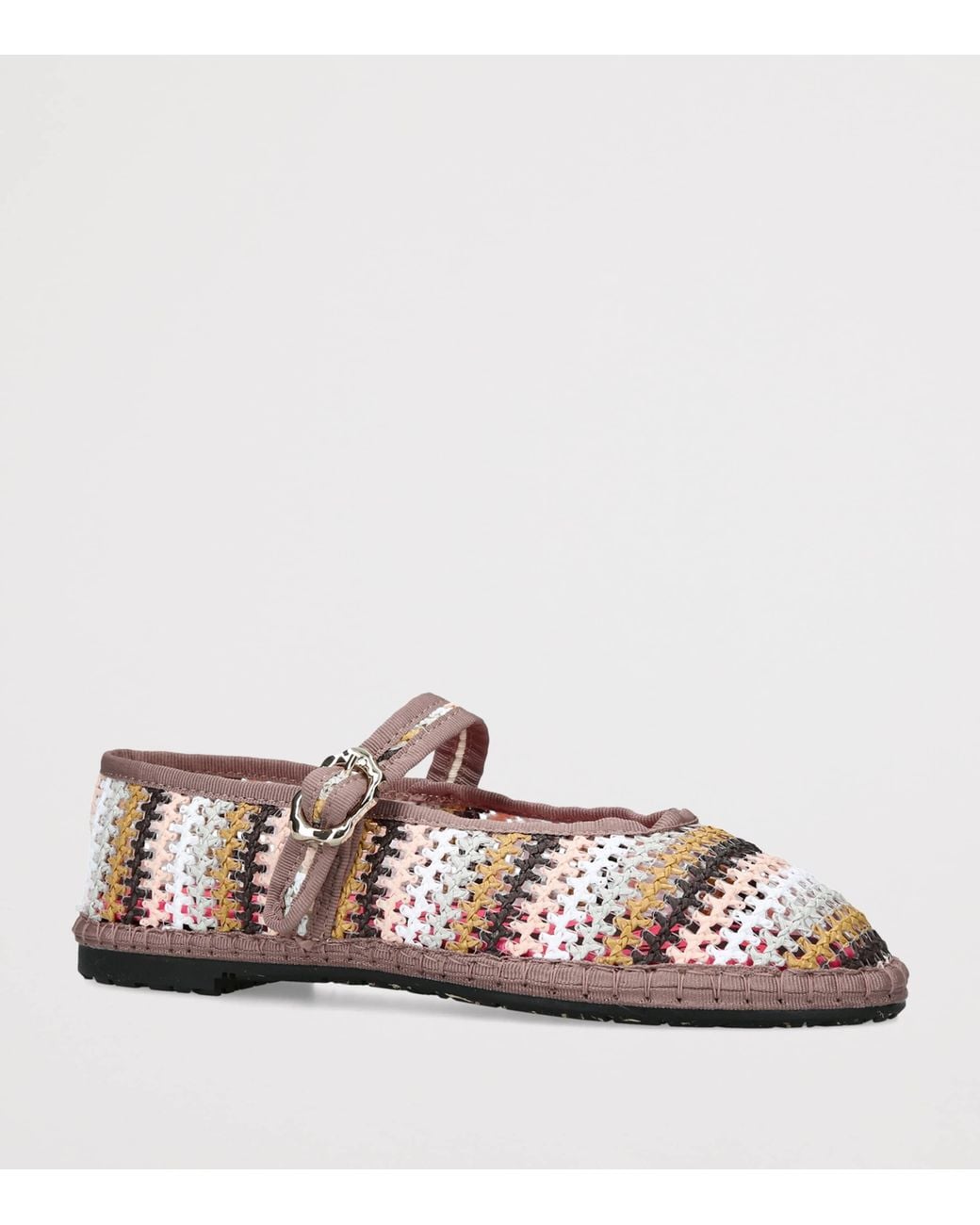 Flabelus Multicolor Raffia Stripe Pierre Ballet Flats