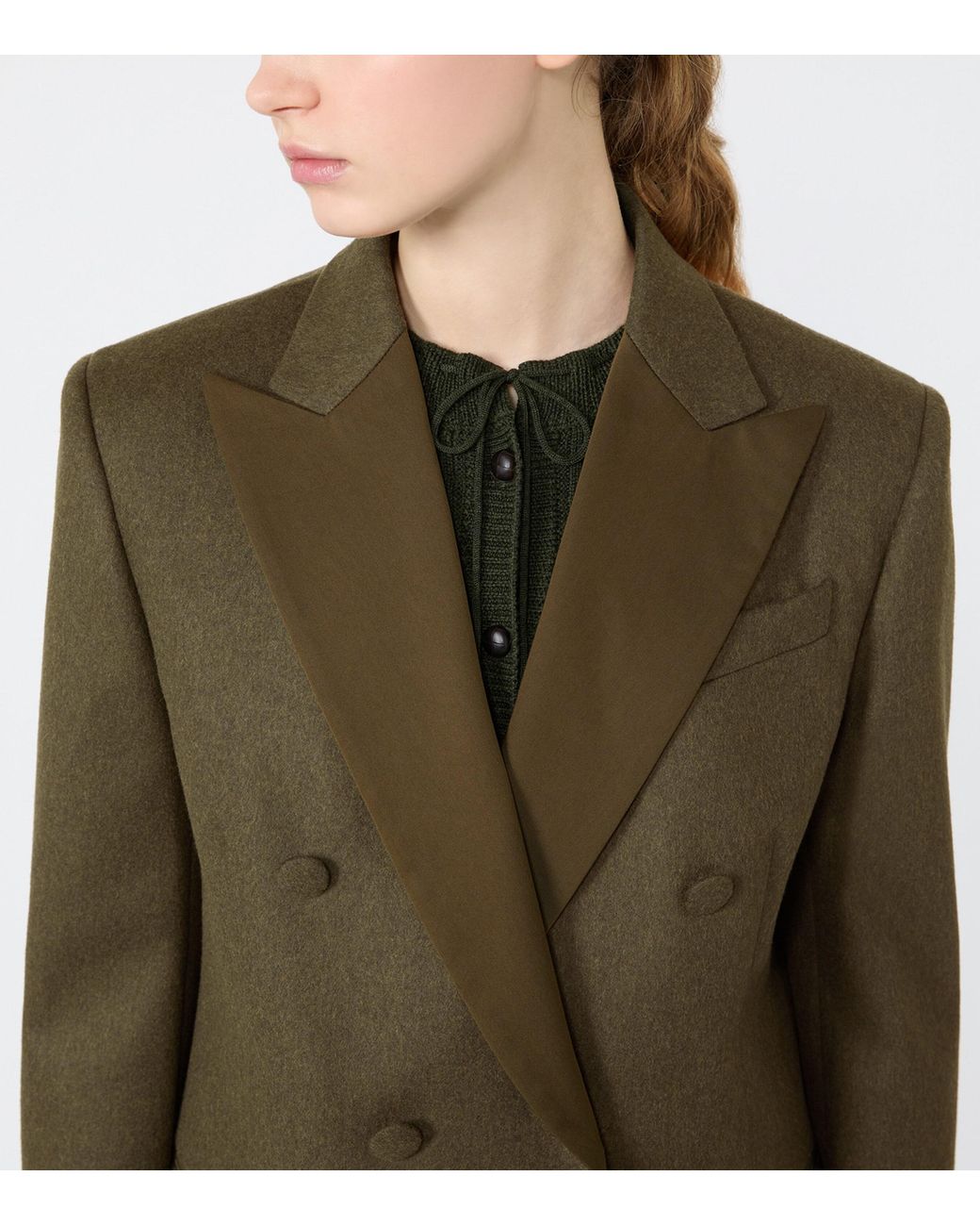 Weekend by Maxmara Green Virgin Wool-Blend Blazer