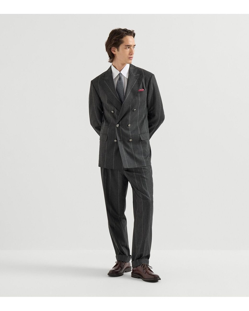 Brunello Cucinelli Gray Wool-Silk-Cashmere 2-Piece Suit for men