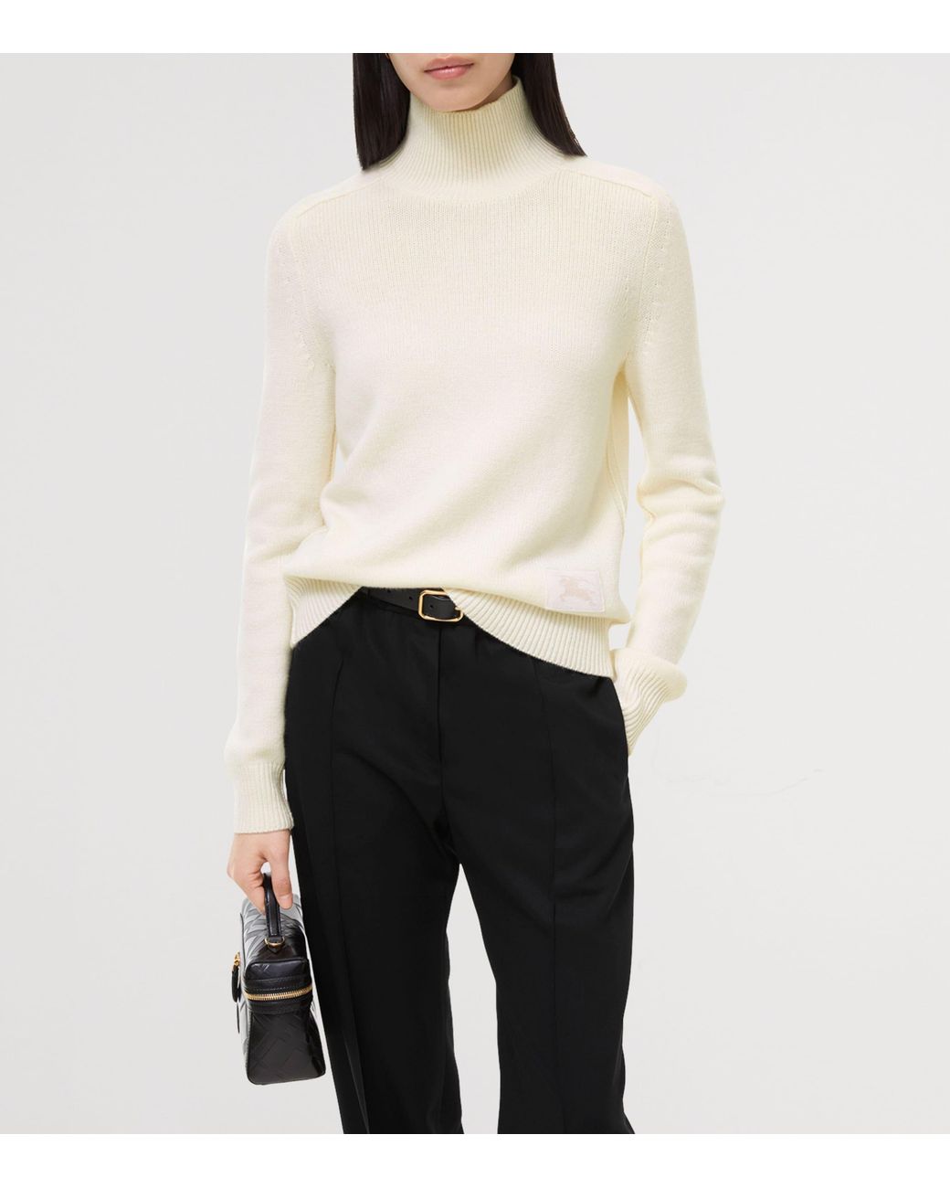 Burberry White Cashmere High-Neck Sweater