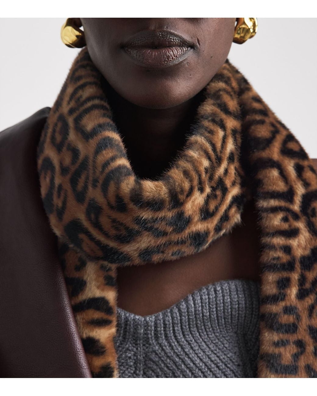 Source Unknown Brown Faux Fur Inko Scarf