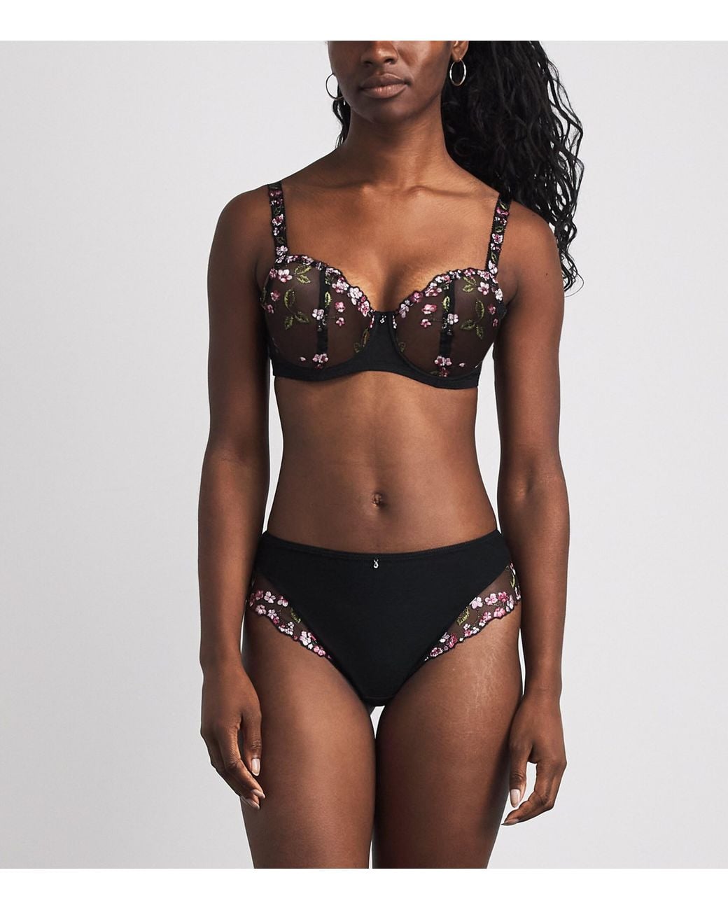 Fantasie Black Embroidered-Floral Eliyse Thong