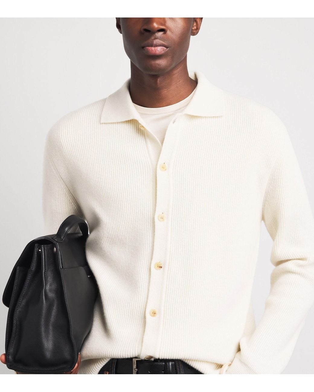 Jacob Cohen White Cashmere Collared Cardigan for men