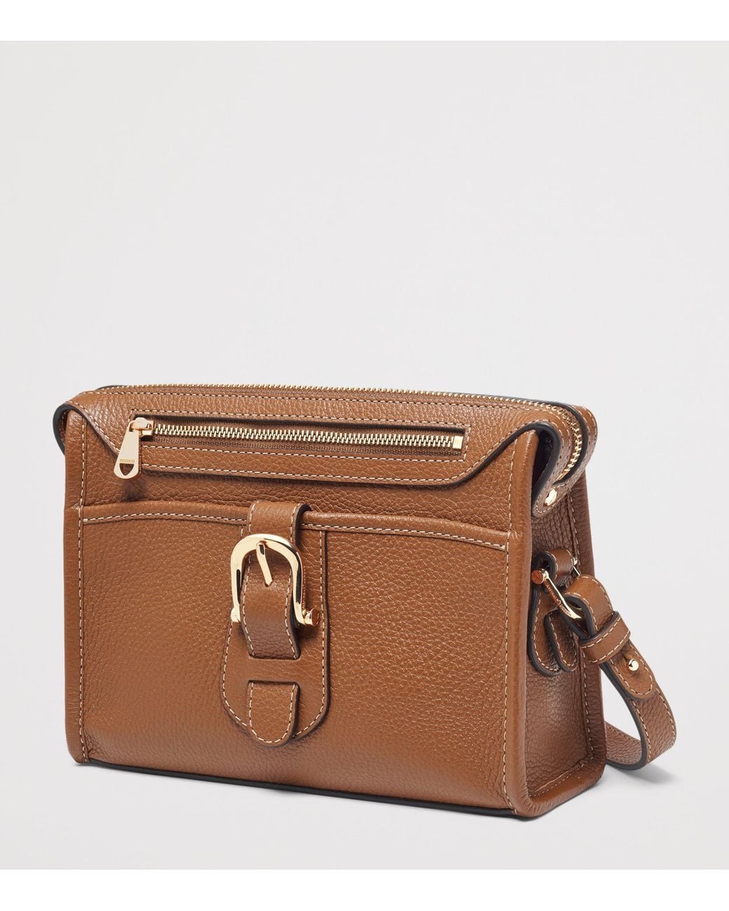 Aspinal Brown Small Leather Bella Cross-Body Satchel