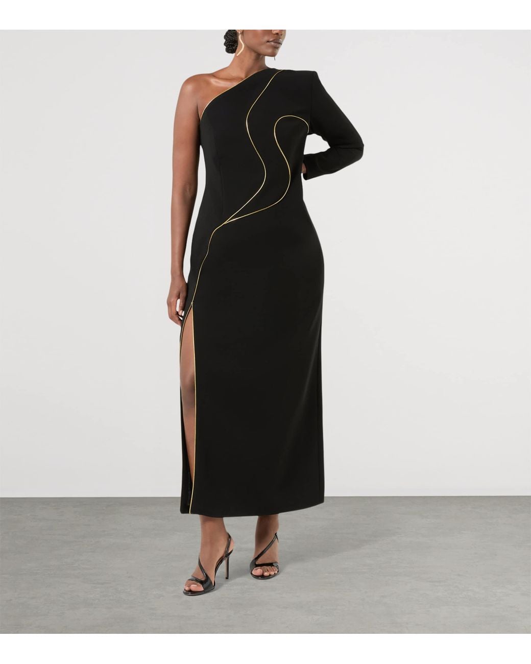 Marina Rinaldi Black One-Shoulder Maxi Dress