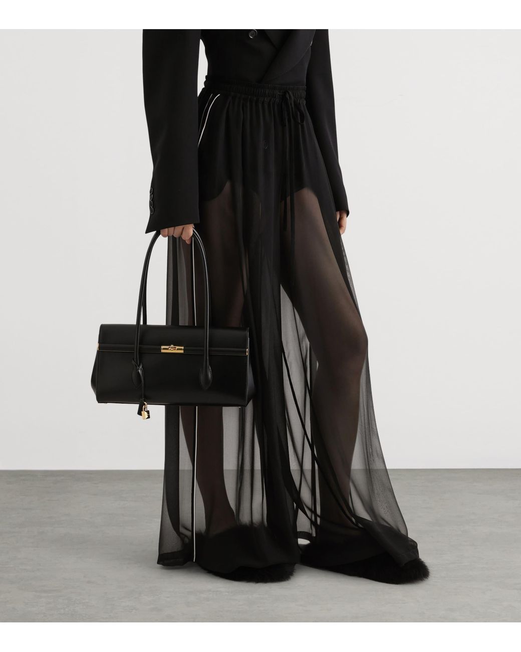 Dolce & Gabbana Black Palmellato Calfskin Marlene Shoulder Bag