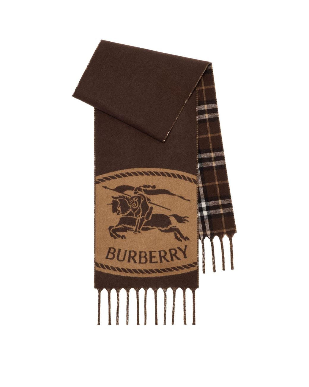 Burberry Brown Cashmere Reversible Check Ekd Scarf