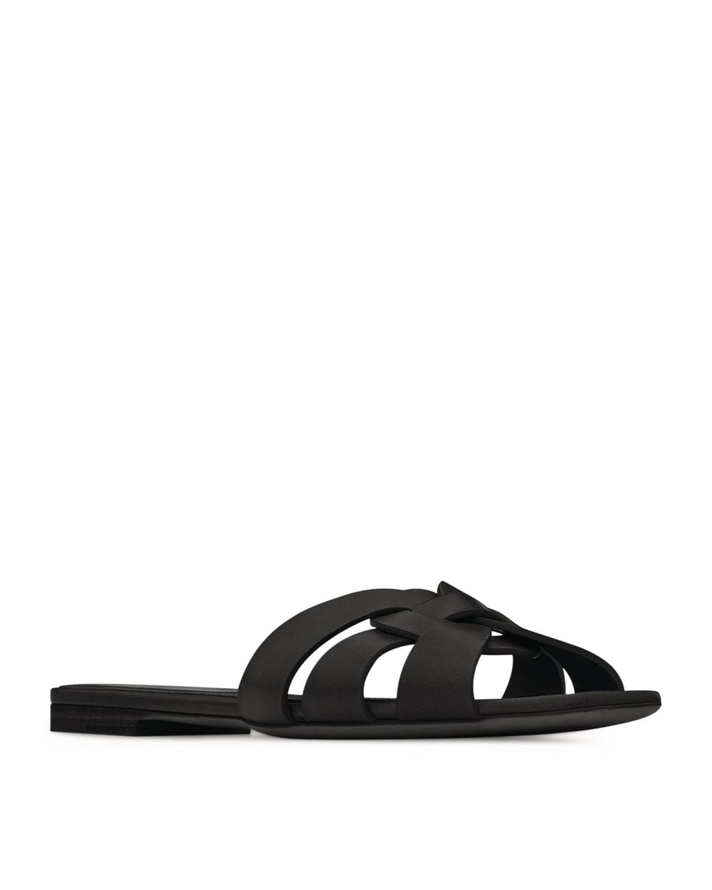 Saint Laurent Black Leather Tribute Sandals
