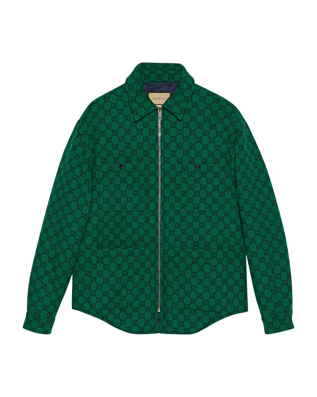 Gucci Wool Gg Overshirt in Green for Men | Lyst