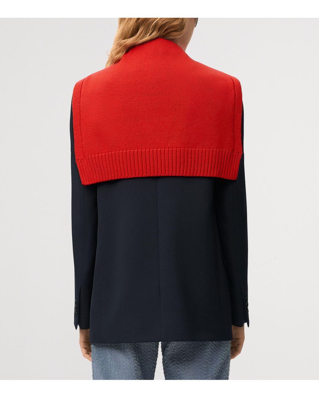 Loewe Blue Wool Knitted-Overlay Blazer