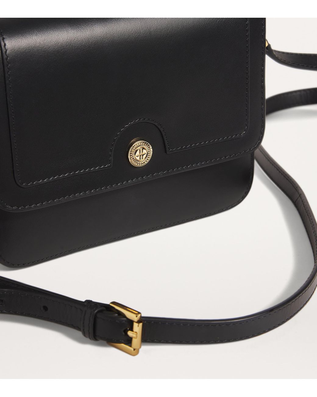 Harrods Black Leather Camera Bag