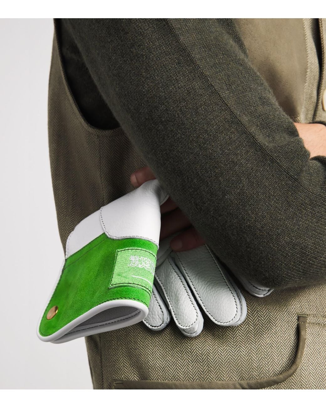 James Purdey & Sons Green Deerskin Suede Saudi Arabia Falconry Glove for men